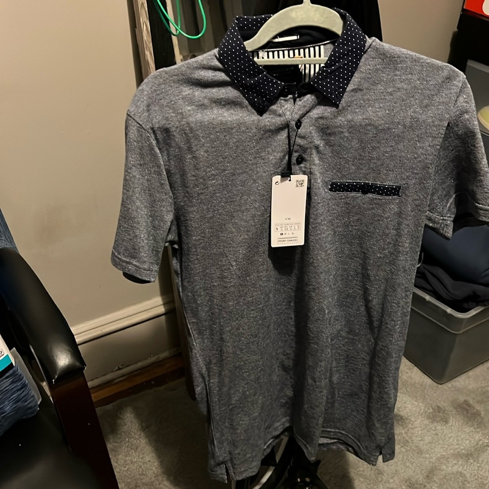 Blue Cactus Man Polo Shirt,    Size: Small,   New with Tags